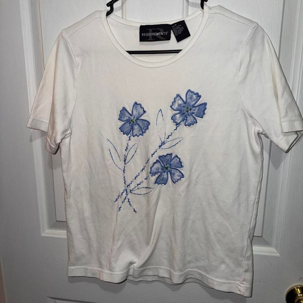 Requirements Women's White and Cream T-shirt